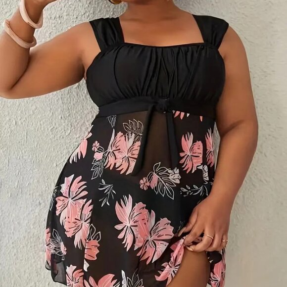 Women's Plus Size Two Piece Sexy Tankini Swimsuit Bathing Suit Swimwear 16W -20W - Picture 1 of 11